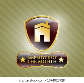  Gold emblem with house icon and Employee of the Month text inside