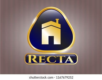  Gold emblem with house icon and Recta text inside