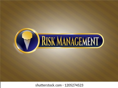  Gold emblem with ice cream icon and Risk Management text inside