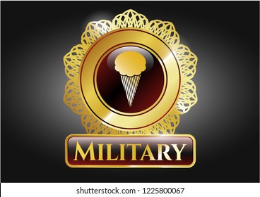  Gold emblem with ice cream icon and Military text inside