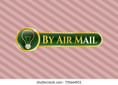  Gold emblem with idea icon and By Air Mail text inside