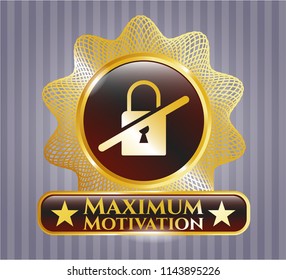  Gold emblem with inaccessible icon and Maximum Motivation text inside