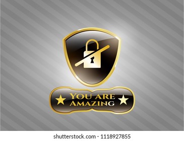  Gold emblem with inaccessible icon and You are Amazing text inside