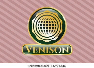  Gold emblem with international icon and Venison text inside