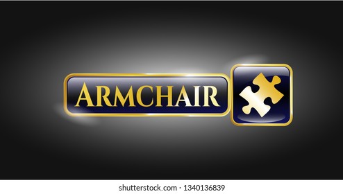  Gold emblem with jigsaw puzzle piece icon and Armchair text inside