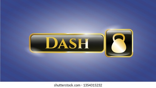  Gold emblem with kettlebell icon and Dash text inside