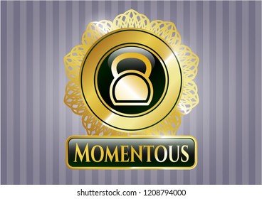  Gold emblem with kettlebell icon and Momentous text inside