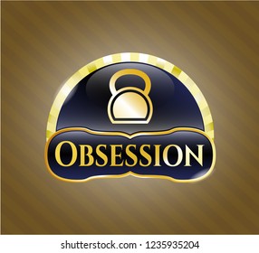  Gold emblem with kettlebell icon and Obsession text inside