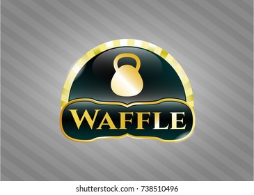  Gold emblem with kettlebell icon and Waffle text inside