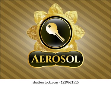  Gold emblem with key icon and Aerosol text inside