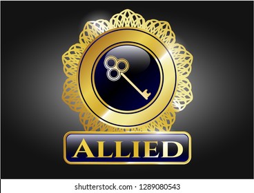  Gold emblem with key icon and Allied text inside