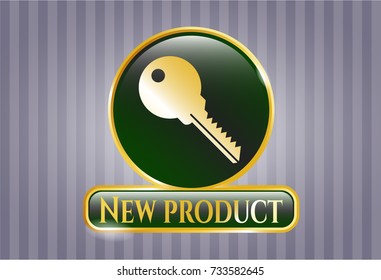  Gold emblem with key icon and New Product text inside