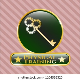  Gold emblem with key icon and Physical Training text inside