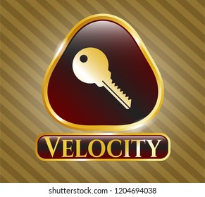  Gold emblem with key icon and Velocity text inside