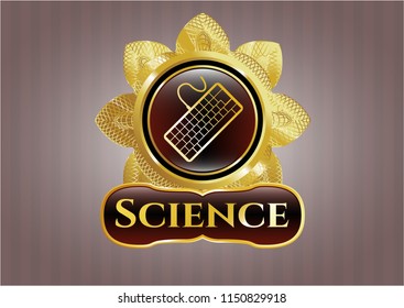  Gold emblem with keyboard icon and Science text inside
