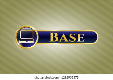  Gold emblem with laptop icon and Base text inside