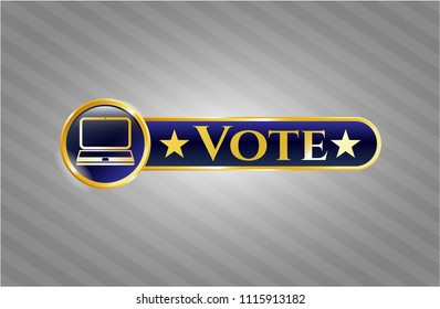  Gold emblem with laptop icon and Vote text inside