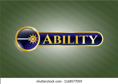  Gold emblem with laser icon and Ability text inside