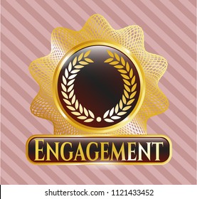  Gold emblem with laurel wreath icon and Engagement text inside