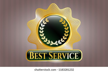  Gold emblem with leaf crown icon and Best Service text inside