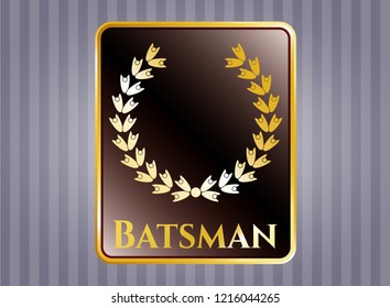  Gold emblem with leaf crown icon and Batsman text inside