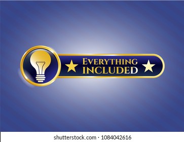   Gold emblem with light bulb icon and Everything included text inside