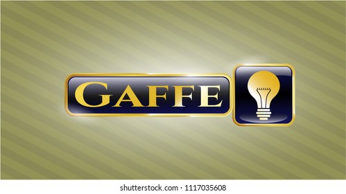  Gold emblem with light bulb icon and Gaffe text inside