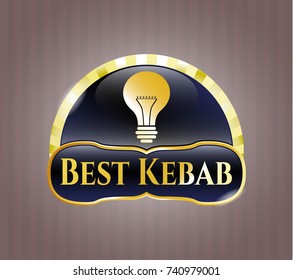  Gold emblem with light bulb icon and Best Kebab text inside