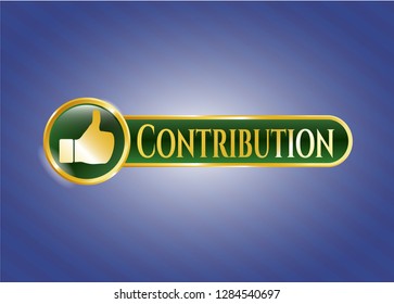  Gold emblem with like icon and Contribution text inside