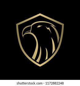 Gold Emblem Logo Bird with Shield
