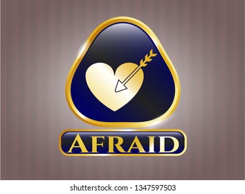  Gold emblem with love icon and Afraid text inside