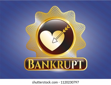  Gold emblem with love icon and Bankrupt text inside