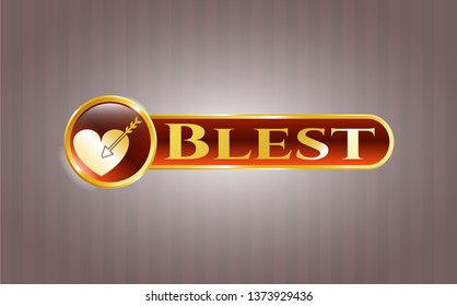  Gold emblem with love icon and Blest text inside