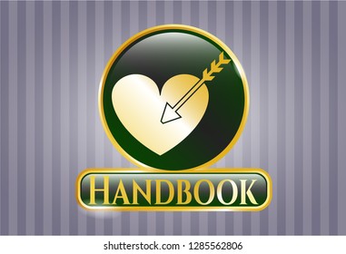  Gold emblem with love icon and Handbook text inside