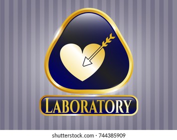  Gold emblem with love icon and Laboratory text inside