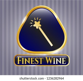  Gold emblem with magic stick icon and Finest Wine text inside