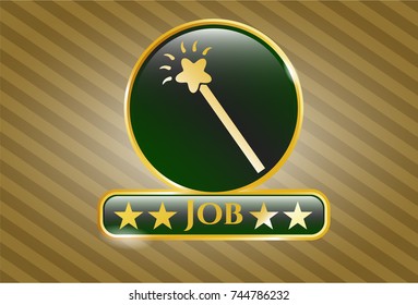  Gold emblem with magic stick icon and Job text inside