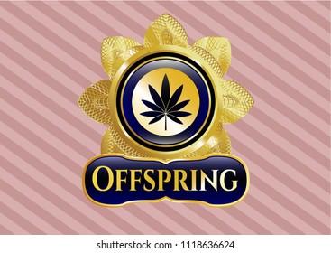  Gold emblem with marijuana leaf icon and Offspring text inside