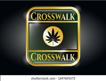  Gold emblem with marijuana leaf icon and Crosswalk text inside