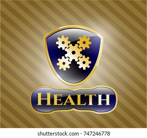  Gold emblem with mechanism icon and Health text inside