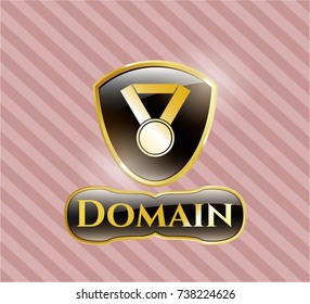 Gold emblem with medal icon and Domain text inside