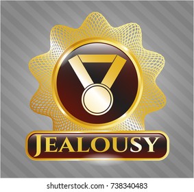 Gold emblem with medal icon and Jealousy text inside