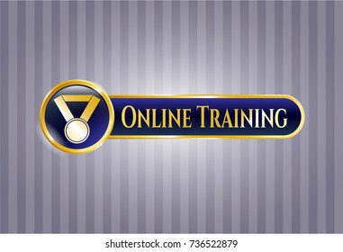  Gold emblem with medal icon and Online Training text inside