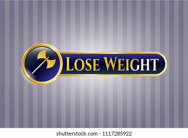  Gold emblem with medieval axe icon and Lose Weight text inside