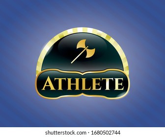  Gold emblem with medieval axe icon and Athlete text inside