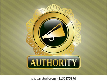  Gold emblem with megaphone icon and Authority text inside