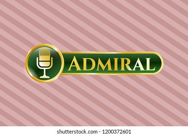  Gold emblem with microphone icon and Admiral text inside