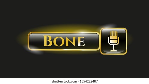  Gold emblem with microphone icon and Bone text inside