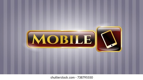  Gold emblem with mobile phone icon and Mobile text inside