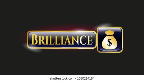  Gold Emblem With Money Bag Icon And Brilliance Text Inside